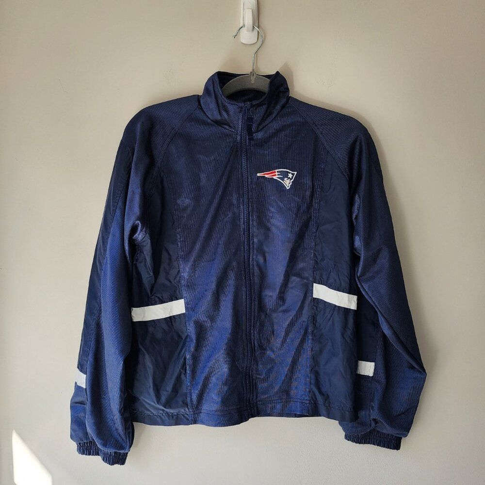 New England Patriots Full Zip Jacket | Lined, Pockets | Youth Size 16-18
